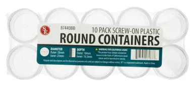 10-Piece Screw-On Plastic Round Storage Containers