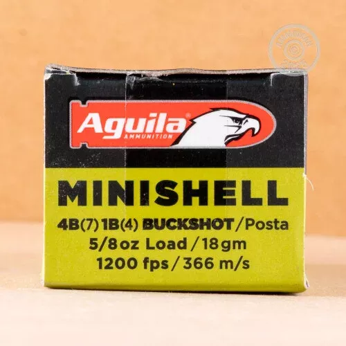 12 GAUGE AGUILA MINISHELL 1-3/4″ 5/8 OZ. #4/#1 BUCKSHOT MIX (20 ROUNDS)