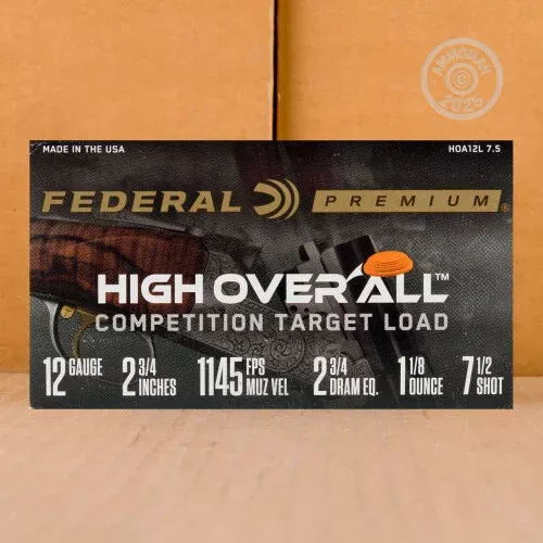 12 GAUGE FEDERAL HIGH OVER ALL 2-3/4″ 1-1/8 OZ. #7.5 SHOT (25 ROUNDS)