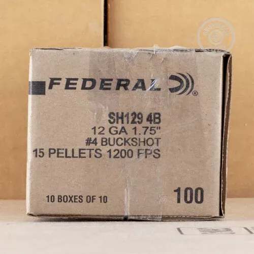 12 GAUGE FEDERAL SHORTY SHOTSHELL 1-3/4″ 15/16 OZ. #4 BUCK (100 ROUNDS)