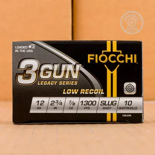 12 GAUGE FIOCCHI 3 GUN MATCH 2-3/4″ 7/8 OZ. RIFLED SLUG (10 ROUNDS)