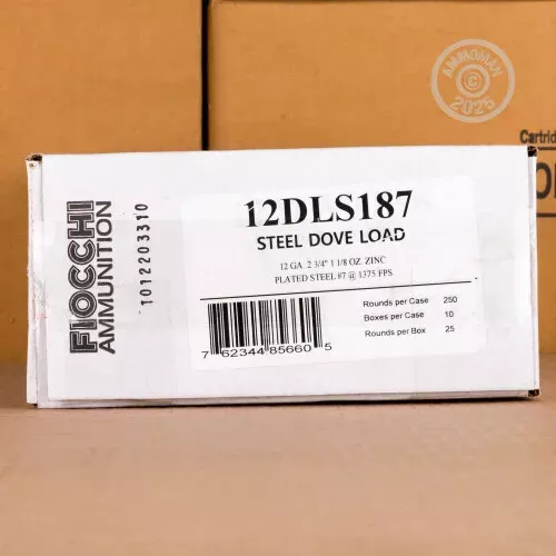 12 GAUGE FIOCCHI STEEL DOVE 2-3/4″ 1-1/8 OZ. #7 STEEL SHOT (250 ROUNDS)