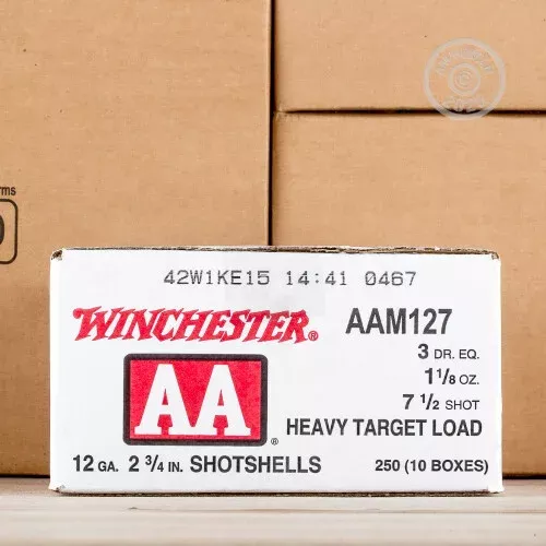12 GAUGE WINCHESTER AA 2-3/4″ 1-1/8 OZ. #7.5 SHOT (250 ROUNDS)