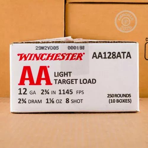 12 GAUGE WINCHESTER AA GRAND AMERICAN 125TH ANNIVERSARY 2-3/4″ 1-1/8 OZ. #8 SHOT (250 ROUNDS)