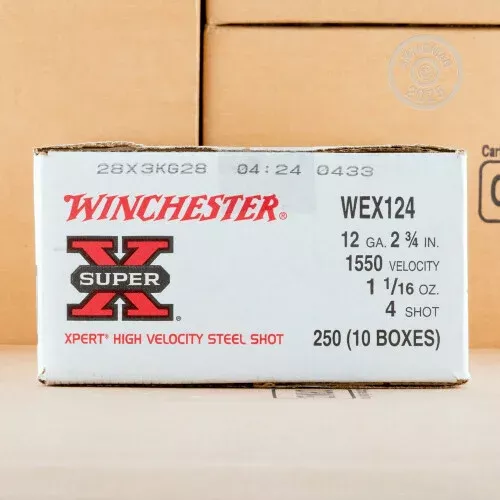 12 GAUGE WINCHESTER SUPER-X WATERFOWL 2-3/4″ 1-1/16 OZ. #4 SHOT (25 ROUNDS)