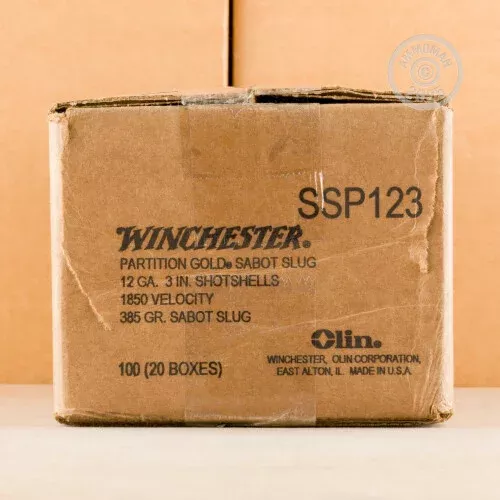 12 GAUGE WINCHESTER SUPREME ELITE PARTITION GOLD 385 GRAIN 3″ SABOT SLUG (5 ROUNDS)