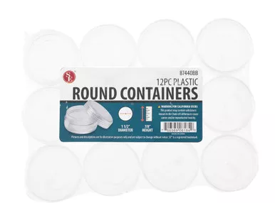 12-Piece Clear Round Plastic Storage Containers with Screw-On Lids