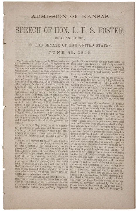 1856, Speech Pamphlet: Admission of Kansas