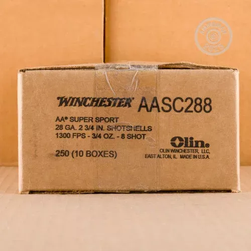 28 GAUGE WINCHESTER AA 2-3/4″ 3/4 OZ. #8 SHOT (250 ROUNDS)
