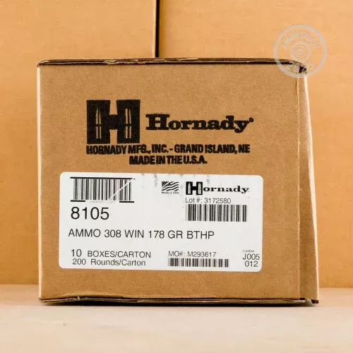 308 WIN HORNADY MATCH 178 GRAIN BTHP (200 ROUNDS)