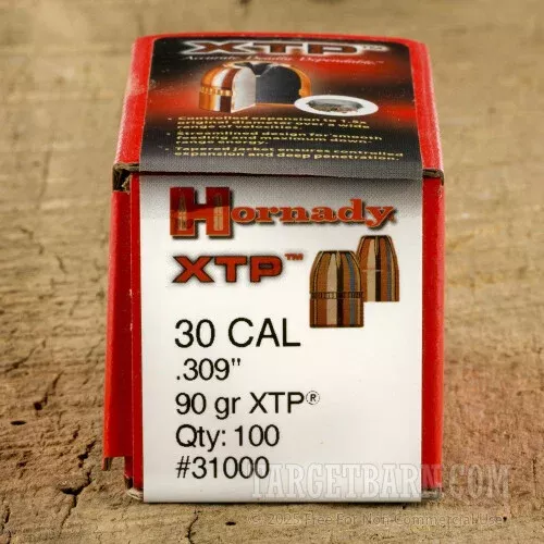 .309″ Hornady 30 Carbine Bullets – 100 Qty – 90 Grain XTP Jacketed Hollow Point
