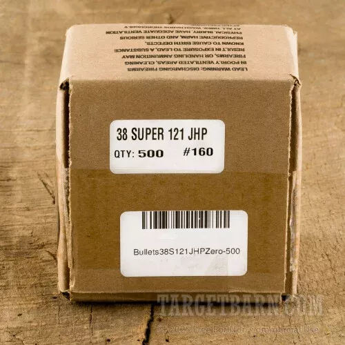 .356″ Zero 38 Super Bullets – 500 Qty – 121 Grain Jacketed Hollow-Point