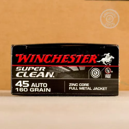 45 ACP WINCHESTER SUPER CLEAN 160 GRAIN LEAD-FREE FMJ (500 ROUNDS)