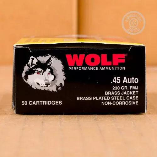 45 ACP WOLF 230 GRAIN FMJ (50 ROUNDS) ***STEEL CASES***