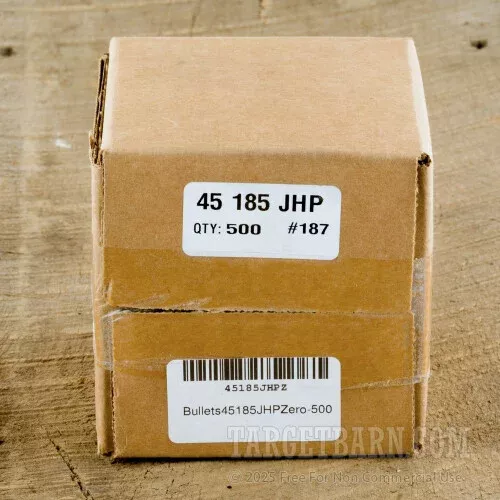 .451″ Zero 45 ACP Bullets – 500 Qty – 185 Grain Jacketed Hollow-Point