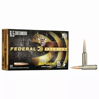 6.5 Creedmoor 135 Grain Berger Hybrid Rifle Ammunition, Box of 20
