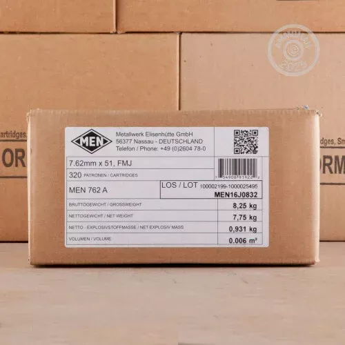 7.62X51MM NATO MEN 147 GRAIN FMJ (500 ROUNDS)