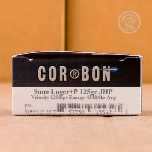 9MM LUGER +P CORBON 125 GRAIN JHP (500 ROUNDS)