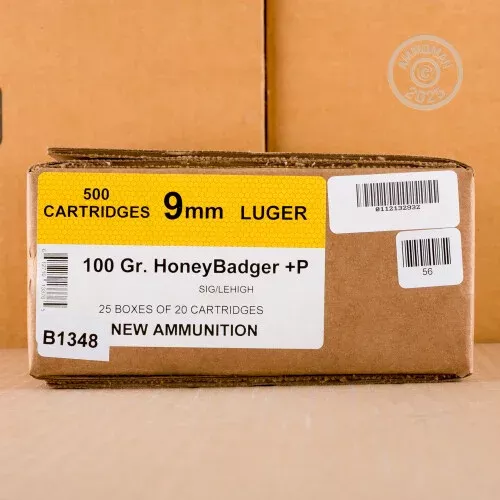 9MM +P BLACK HILLS 100 GRAIN HONEYBADGER (500 ROUNDS)