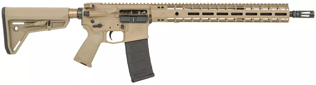 Aero Precision APCR640442 M4E1 5.56x45mm NATO 30+1 16″ Mid-Length Barrel, FDE, 15″ Enhanced M-LOK Handguard, Magpul Grip/SL Carbine Stock, Ambi Charging Handle/Safety