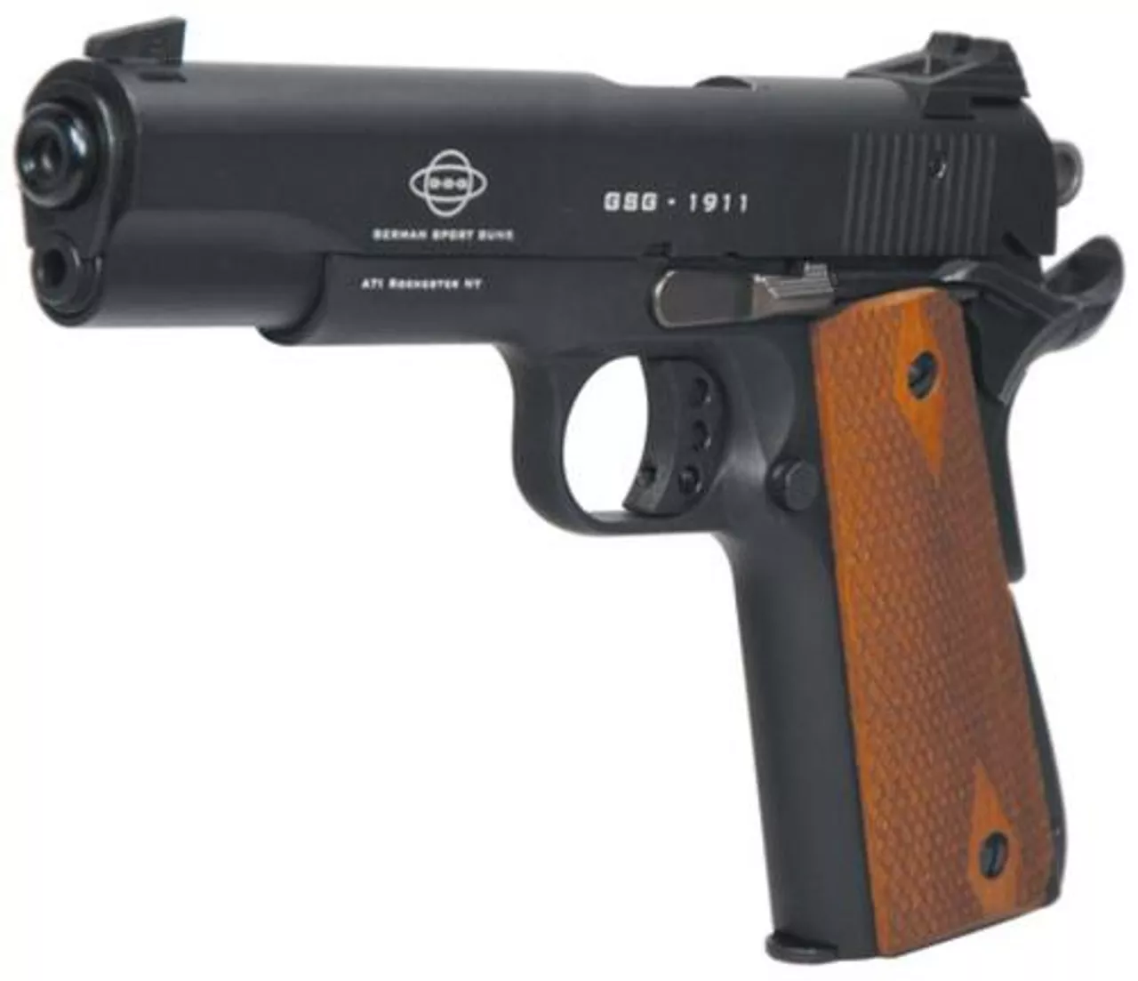 American Tactical, M1911, Semi-automatic, 22 LR, 5″ Barrel, Blued, Wood Grips, 10Rd, Threaded