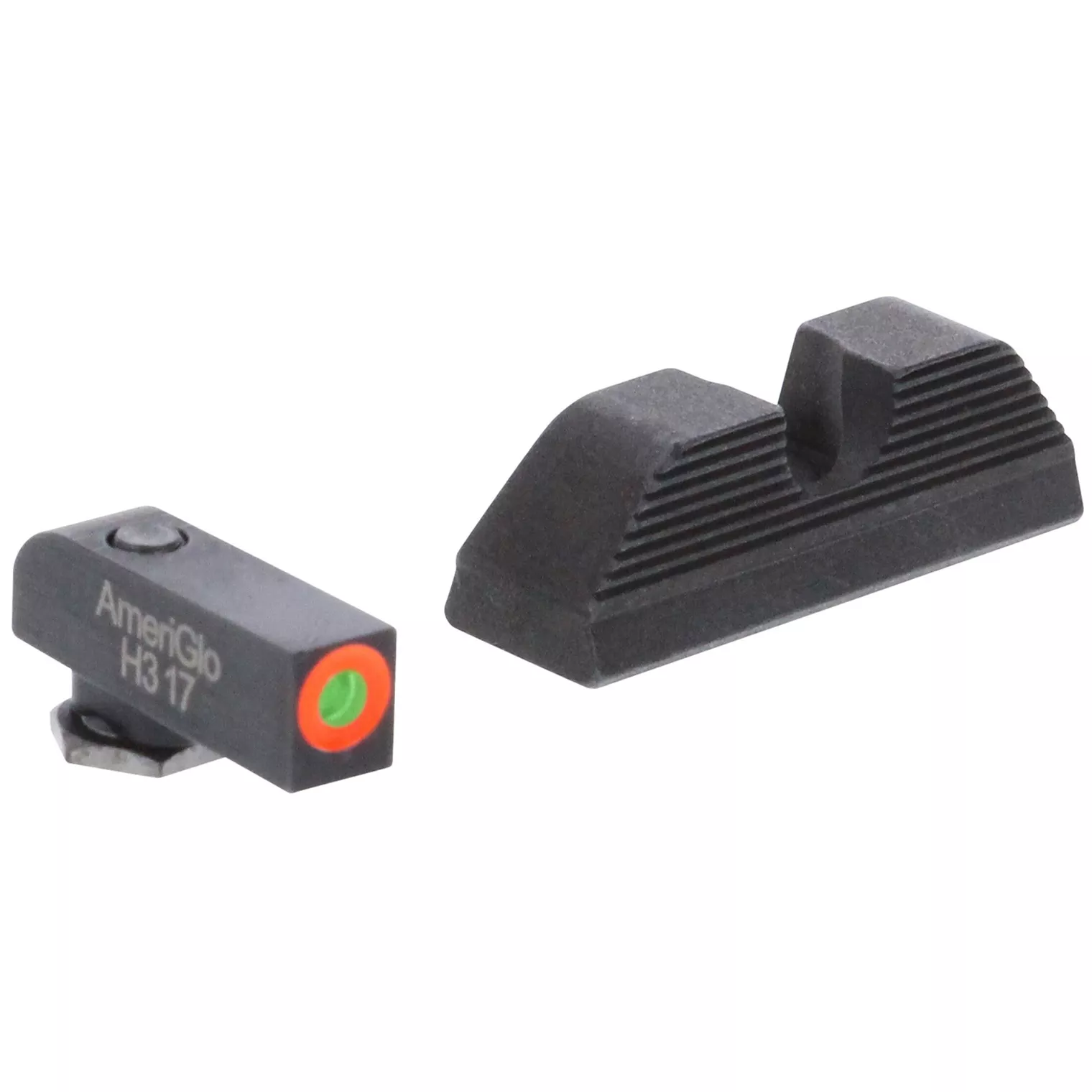 AmeriGlo GL5353 Protector Sight Set for Glock Green Tritium Orange Outline Front Sight-Black Serrated Rear Sight