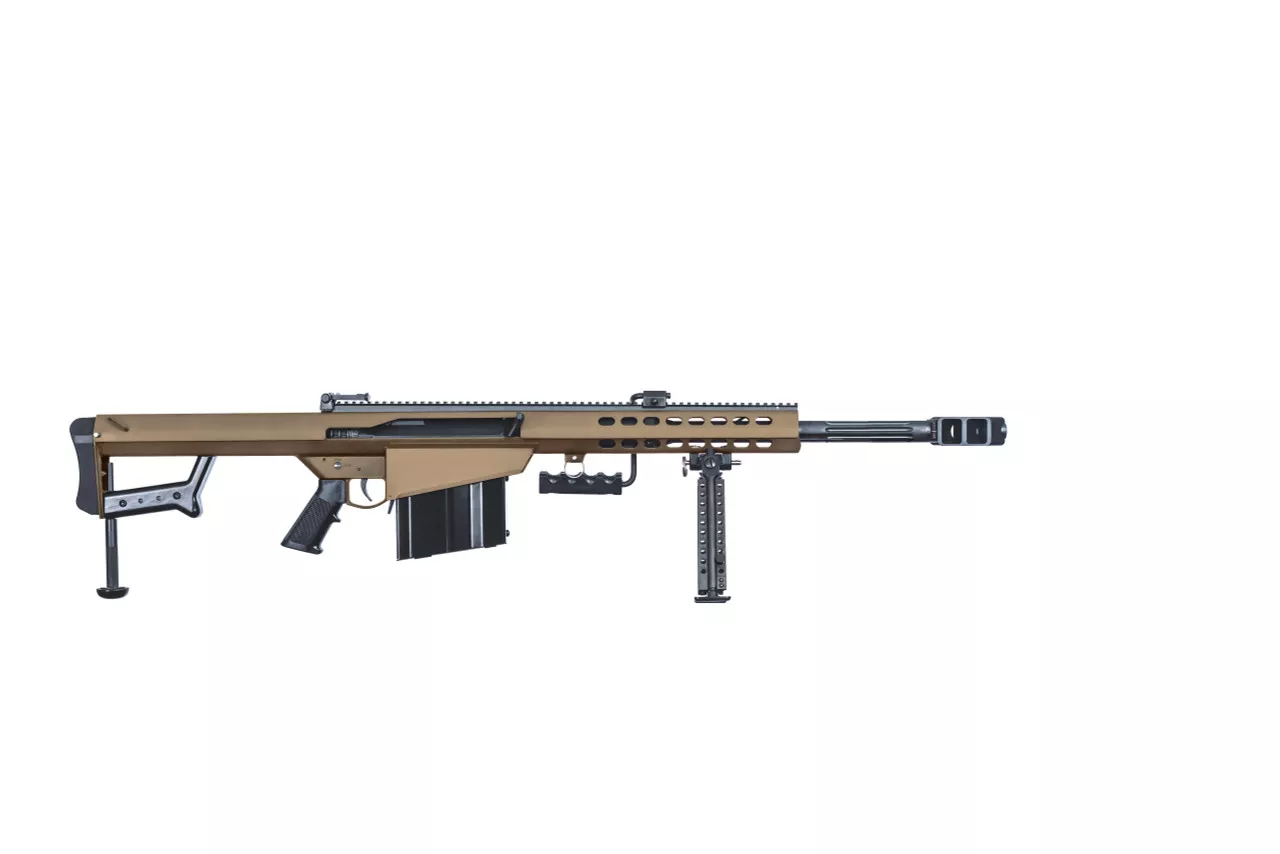Barrett 82A1 50BMG, 20″ Fluted Barrel, Coyote Finish, Carry Case, Monopod, 10rd