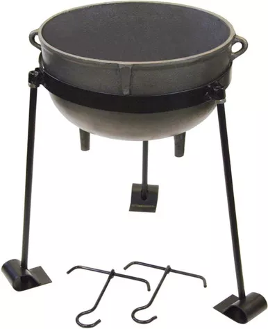 Bayou Classic 5-gal Cast Iron Jambalaya Kettle W/ Lid Steel Tripod Stand