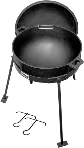 Bayou Classic 7-gal Cast Iron Jambalaya Kettle W/ Lid Steel Tripod Stand