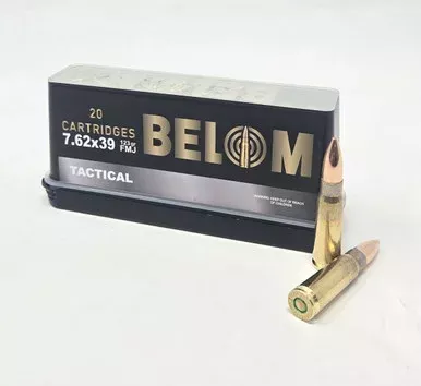 Belom 7.62×39 Ammunition BEL76239FMJ 123 Grain Full Metal Jacket 20 Rounds