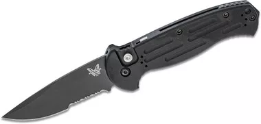 Benchmade 9051SBK AFO II Automatic Folding Knife Black 3.56" Plain/Serrated Edge