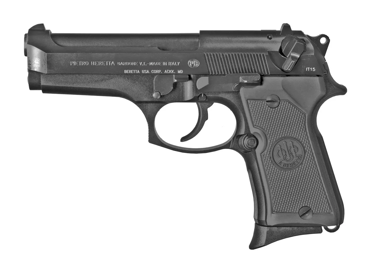 Beretta 92FS Compact 9mm, 4.25″ Barrel, 3-Dot Sights, Decocker, Black, 13rd