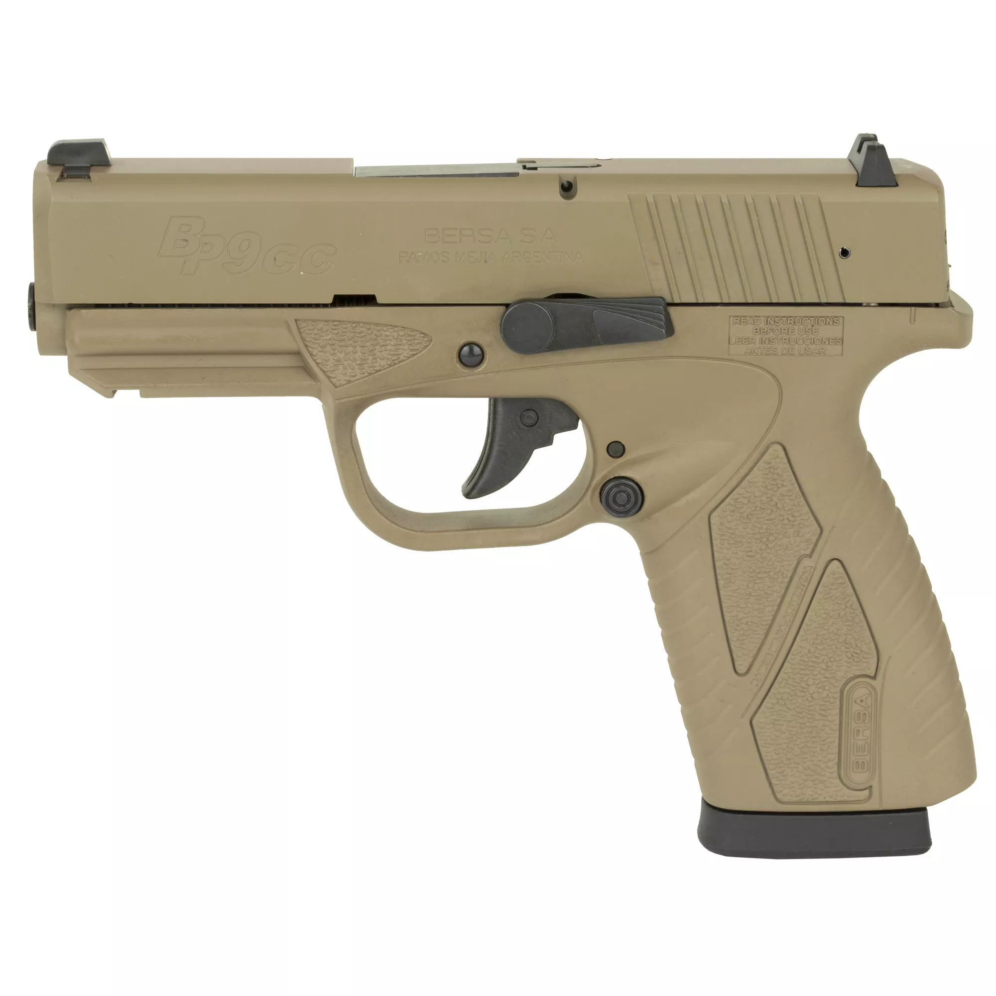 Bersa BP9FDECC BPCC Concealed Carry 9mm Luger 3.30” 8+1 Flat Dark Earth Black Steel Slide Flat Dark Earth Polymer Grip