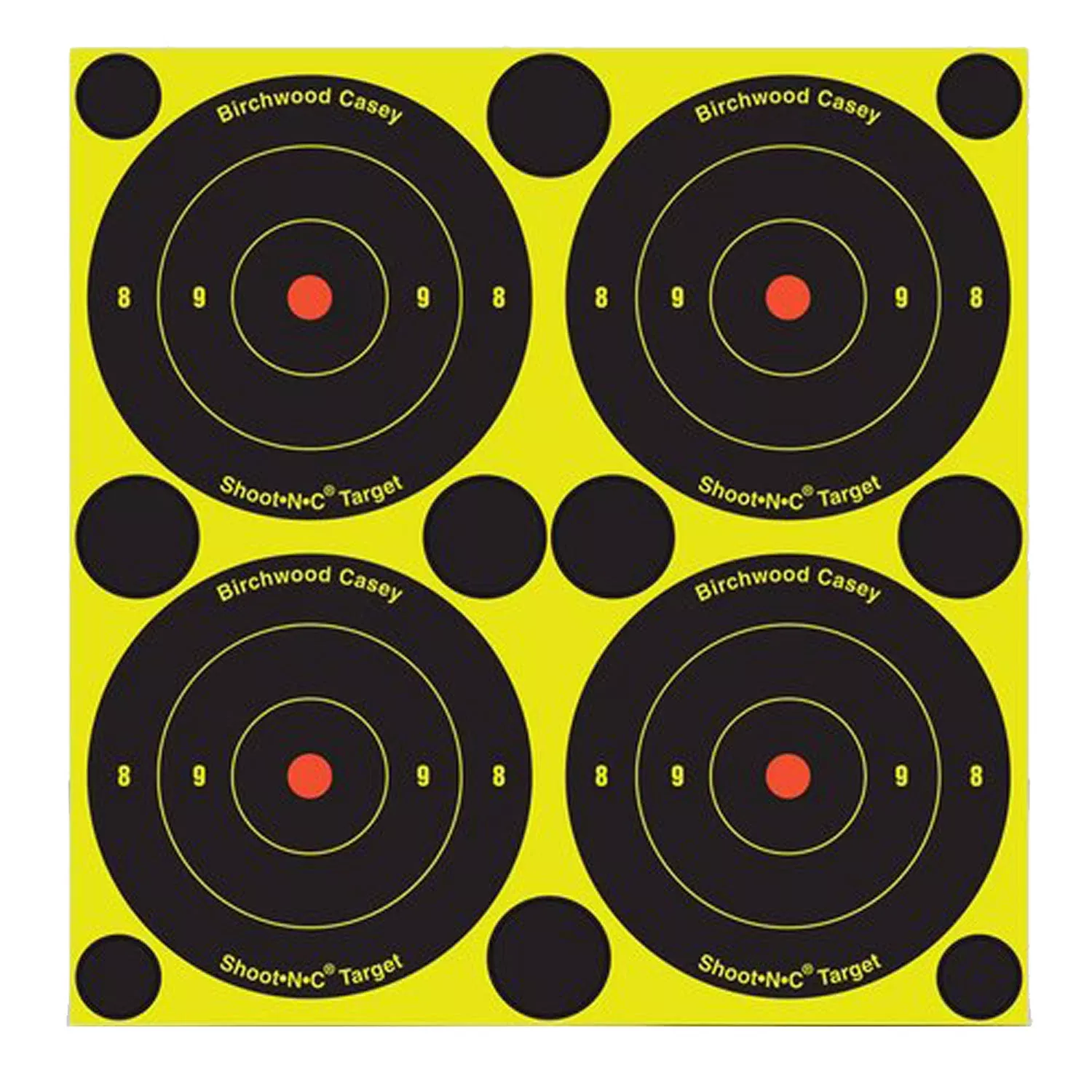 Birchwood Casey 34315 Shoot-N-C Reactive Target Self-Adhesive Paper Black/Yellow 3” Bullseye 12 Pack