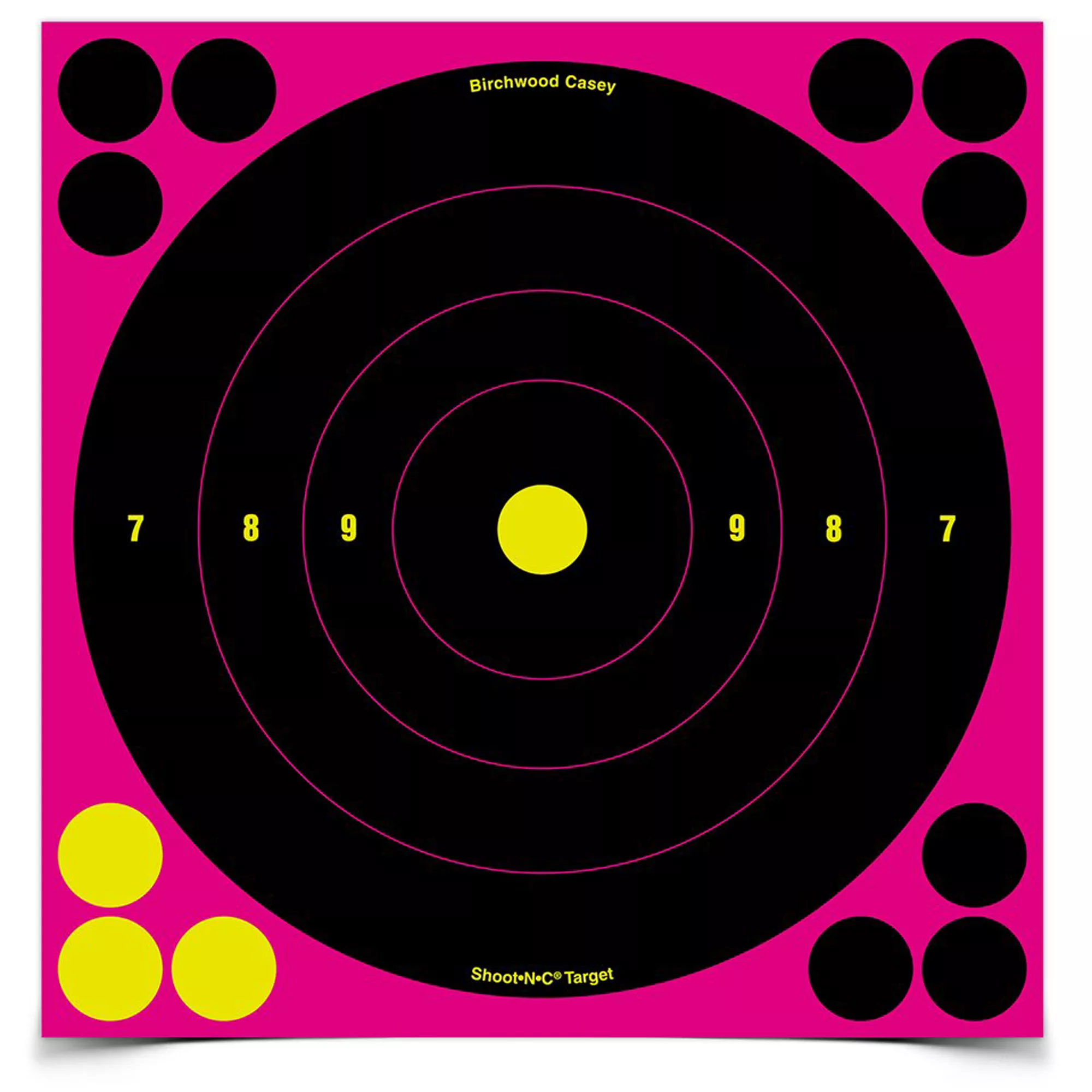 Birchwood Casey 34808 Shoot-N-C Reactive Target Self-Adhesive Paper Black/Pink 8” Bullseye 6 Pack