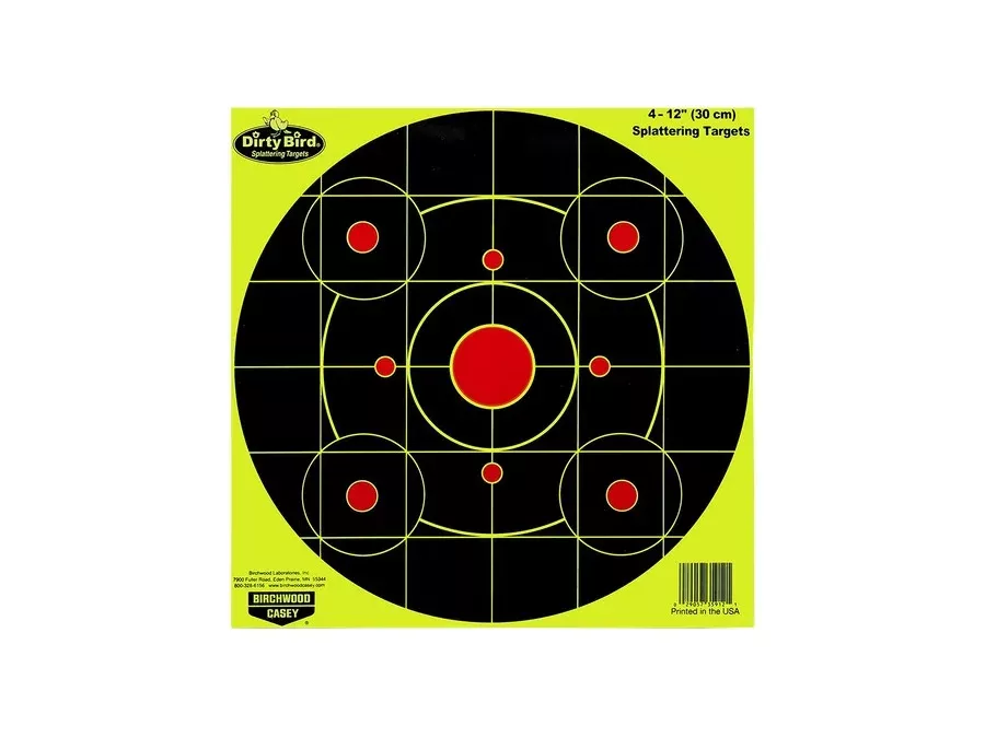 BirchwoodDirty Bird 12″ Bullseye Paper Hanging Pistol/Rifle Black/Yellow, 25