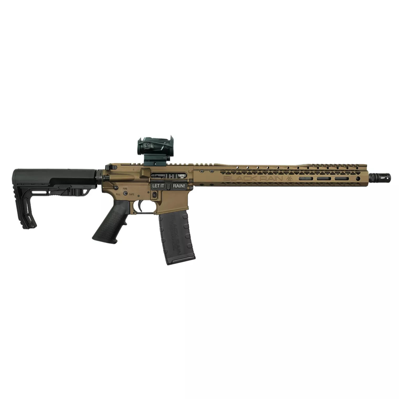 Black Rain Ordnance BRO23032201OPT Spec15 Billet 5.56x45mm NATO 30+1 16”, Burnt Bronze Rec/15” Slim Handguard, Black MFT Minimalist Stock, Burris Fastfire RD Red Dot