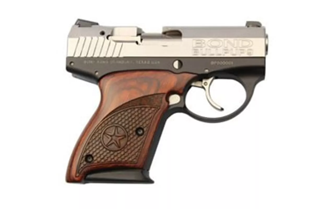 Bond Arms BullPup9 9mm 3.35″ Barrel Rosewood Grip, SS Slide, 7rd Mag