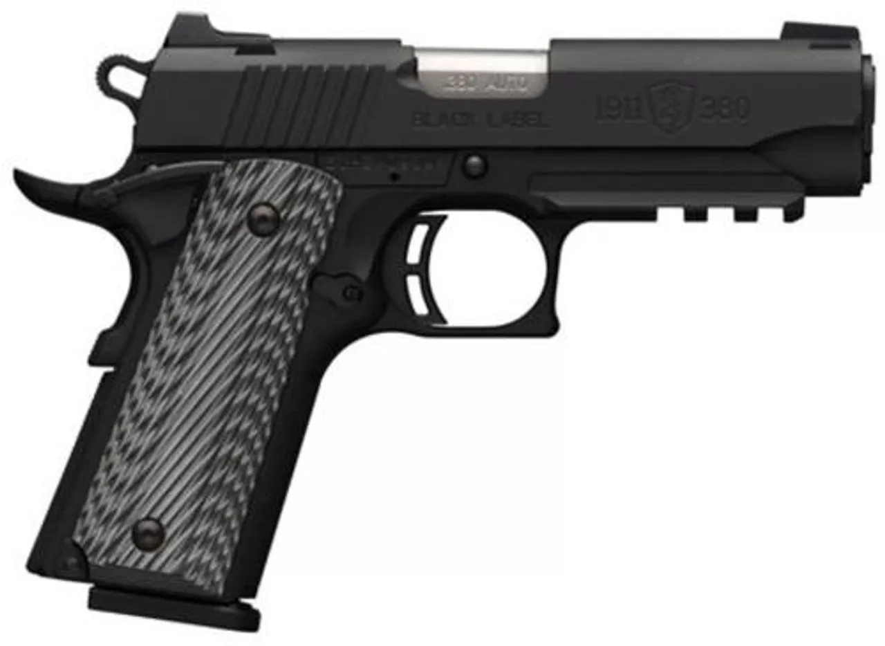 Browning 1911-380 .380 ACP, 3.62″, Black/Gray G10 Grip, Black Stainless Steel,, rd , 8 rd