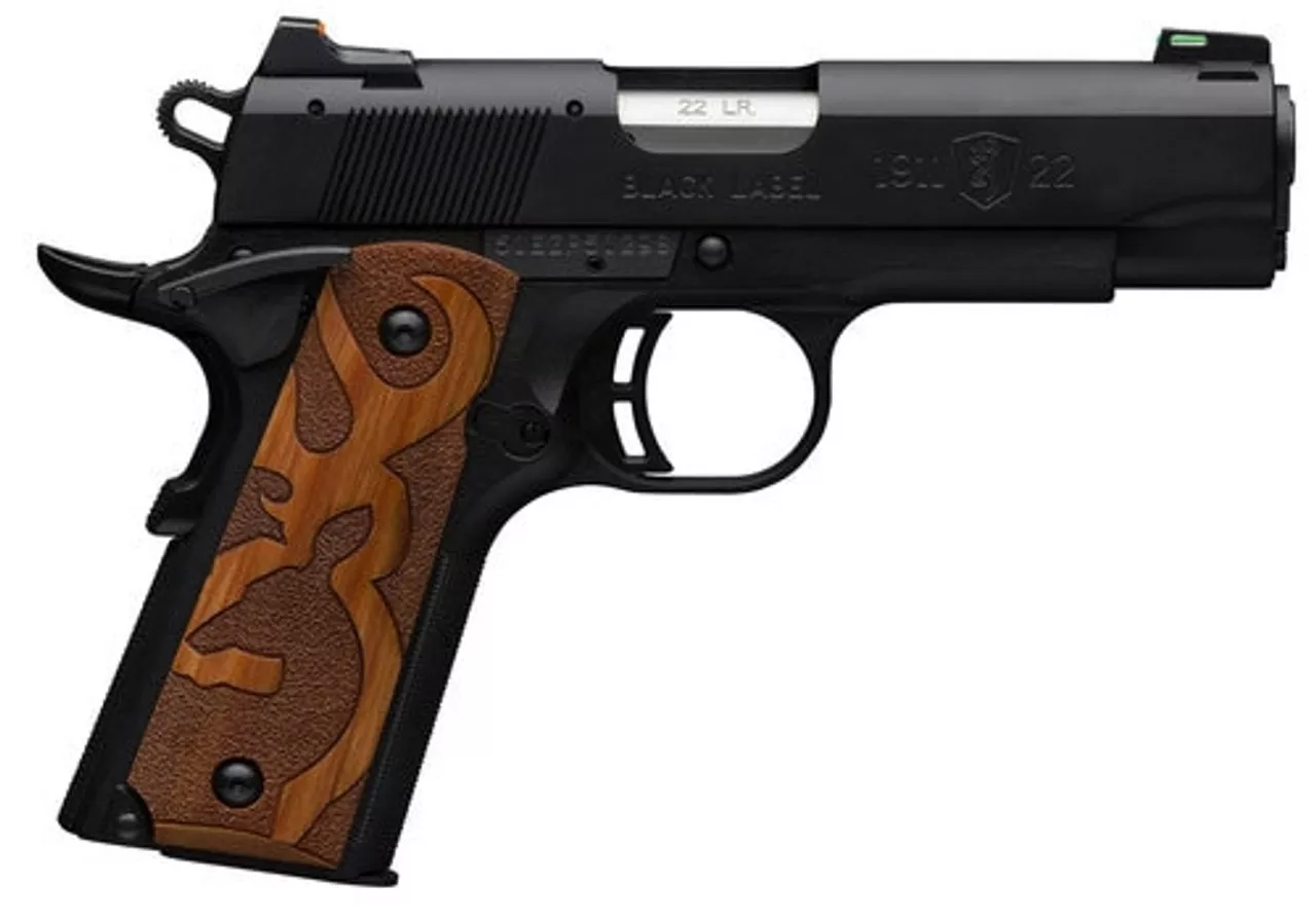 Browning 1911 Black Label, .22 LR, 3 5/8″ Barrel, 10rd, Brown Stippled Grips, Black