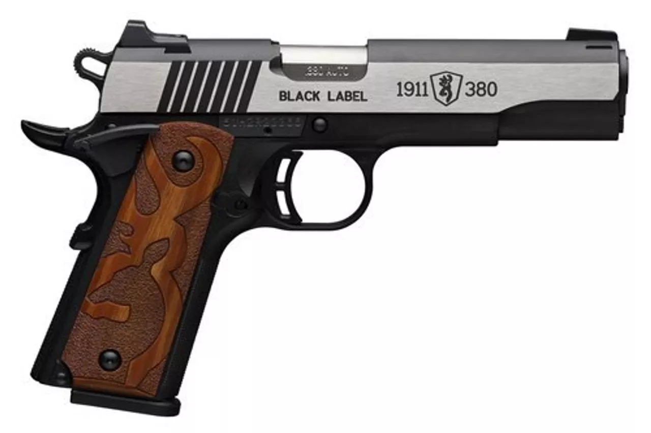 Browning 1911 Black Label Medallion, .380 ACP, 4.2″, 8rd, Black Frame, Stainless Slide