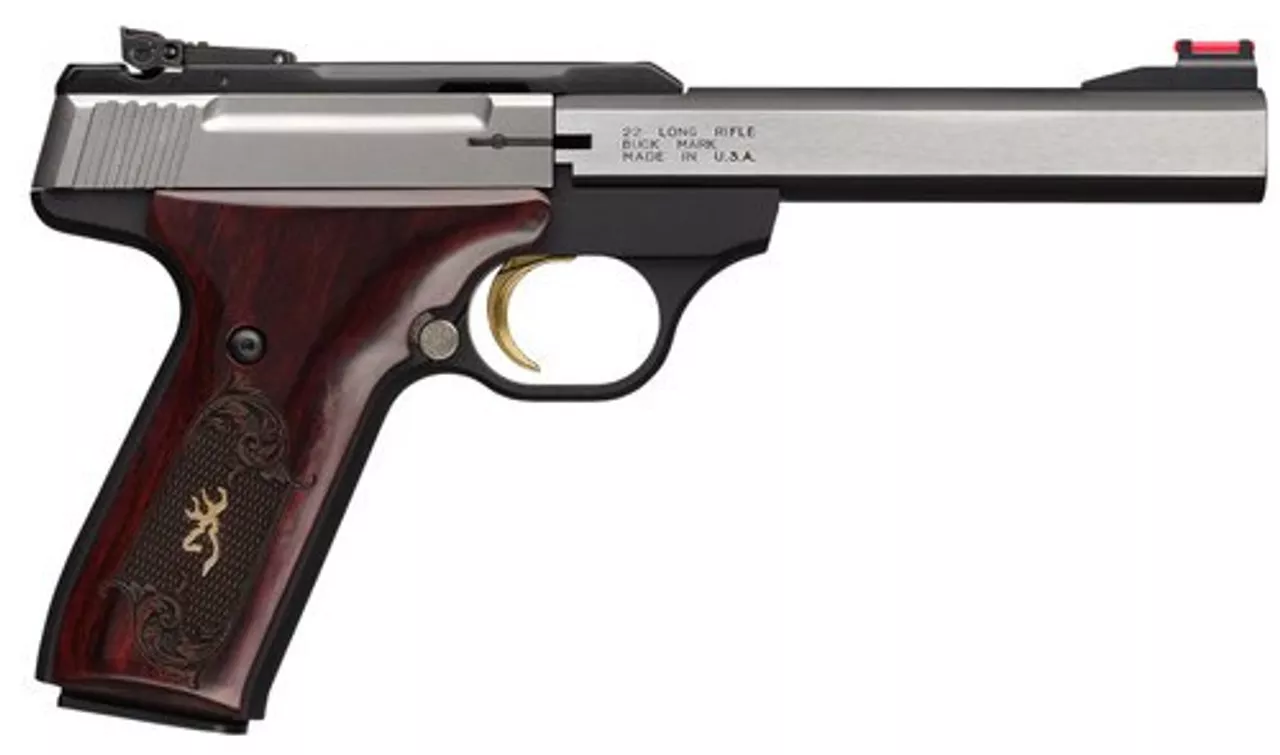 Browning Buck Mark, Medallion Rosewood 22 LR, 9.5″ Barrel, Aluminum Frame, Stainless Finish, Rosewood Grip, 10Rd