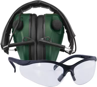 Caldwell E-Max Low Profile Electronic 23 NRR Adjustable Earmuffs w/ Glasses