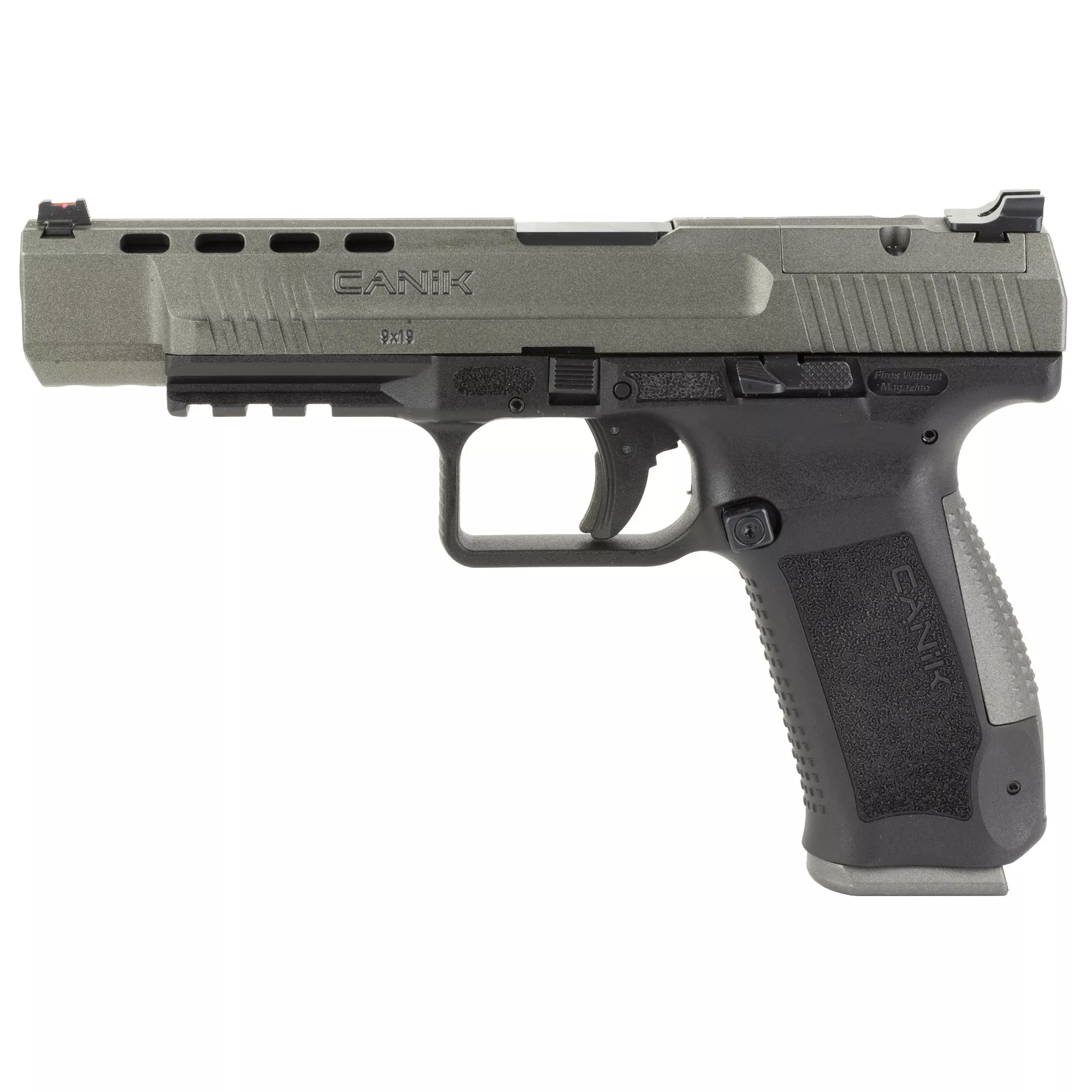 Canik HG4192GN TP9 SFx 9mm Luger 10+1 5.20” Tungsten Gray Match Grade Barrel, Black Lightening Cut/Optic Cut/Serrated Steel Slide, Black Polymer Frame w/Picatinny Rail, Interchangeable Backstrap Grip