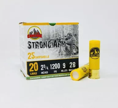Cascade Strong Arm 20 Gauge Ammunition CAS202B 2-3/4″ 9 Pellet 2B Buckshot 25 Rounds