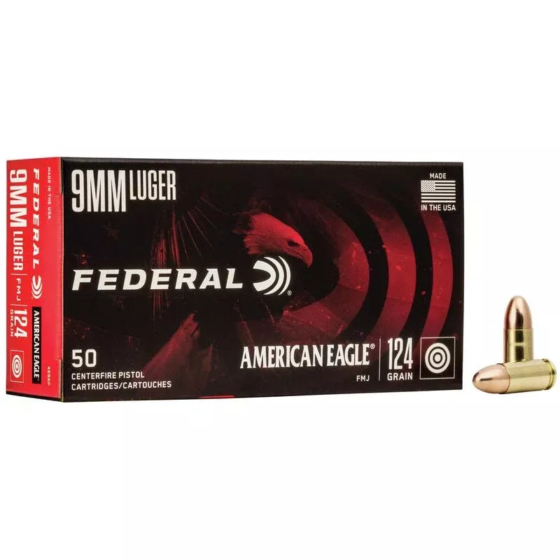 **CASE UPC**Federal American Eagle 9mm 124gr. FMJ Ammo