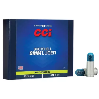 CCI Pest Control Shotshell 9mmLuger 53gr #12Shot 10 Per Box