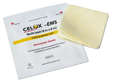 Celox EMS Hemostatic Gauze Pads 8" x 8"