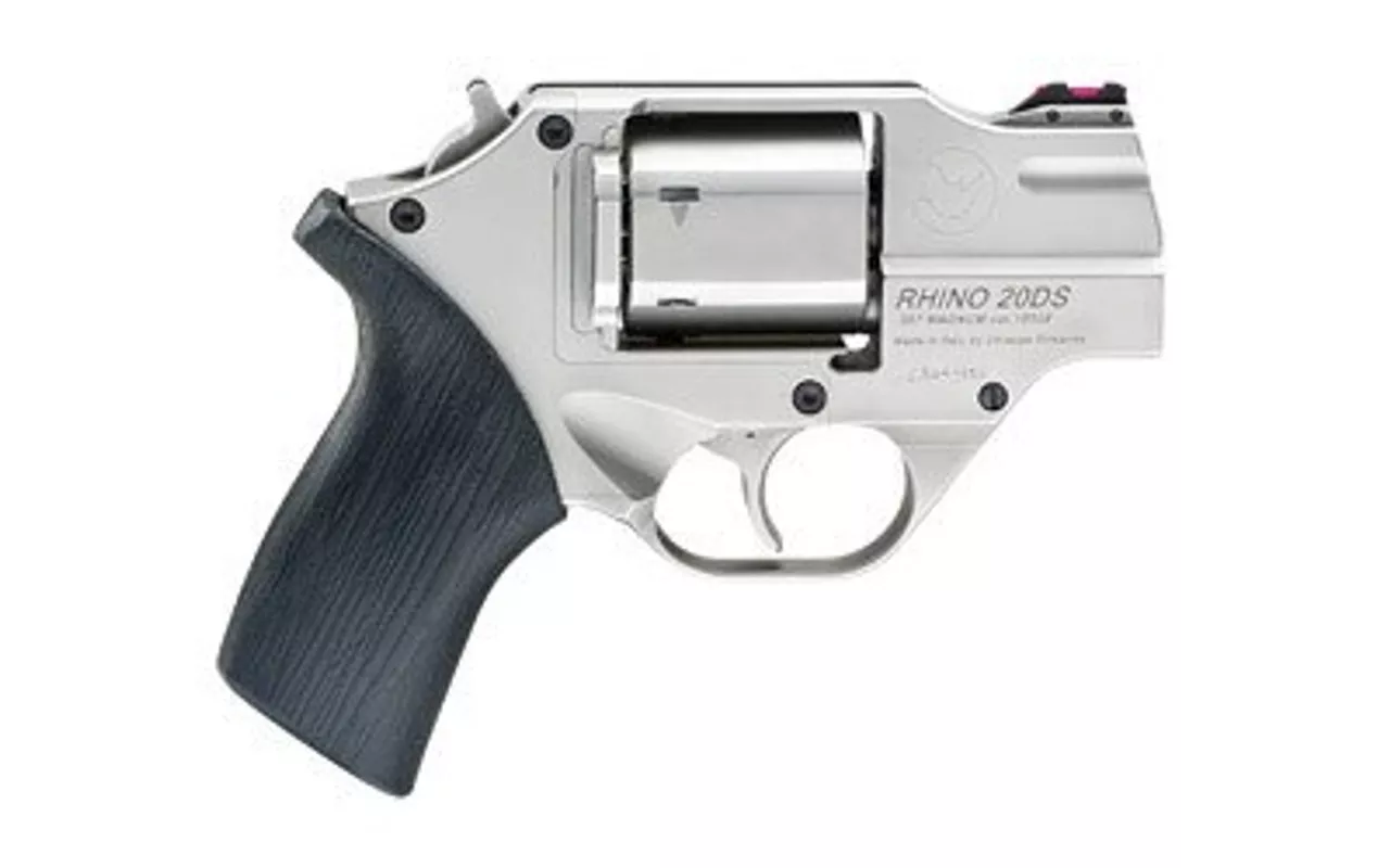 Chiappa Rhino 200DS, .357 Magnum, 2″ Barrel, 6rd, Nickel Finish, Rubber Grips
