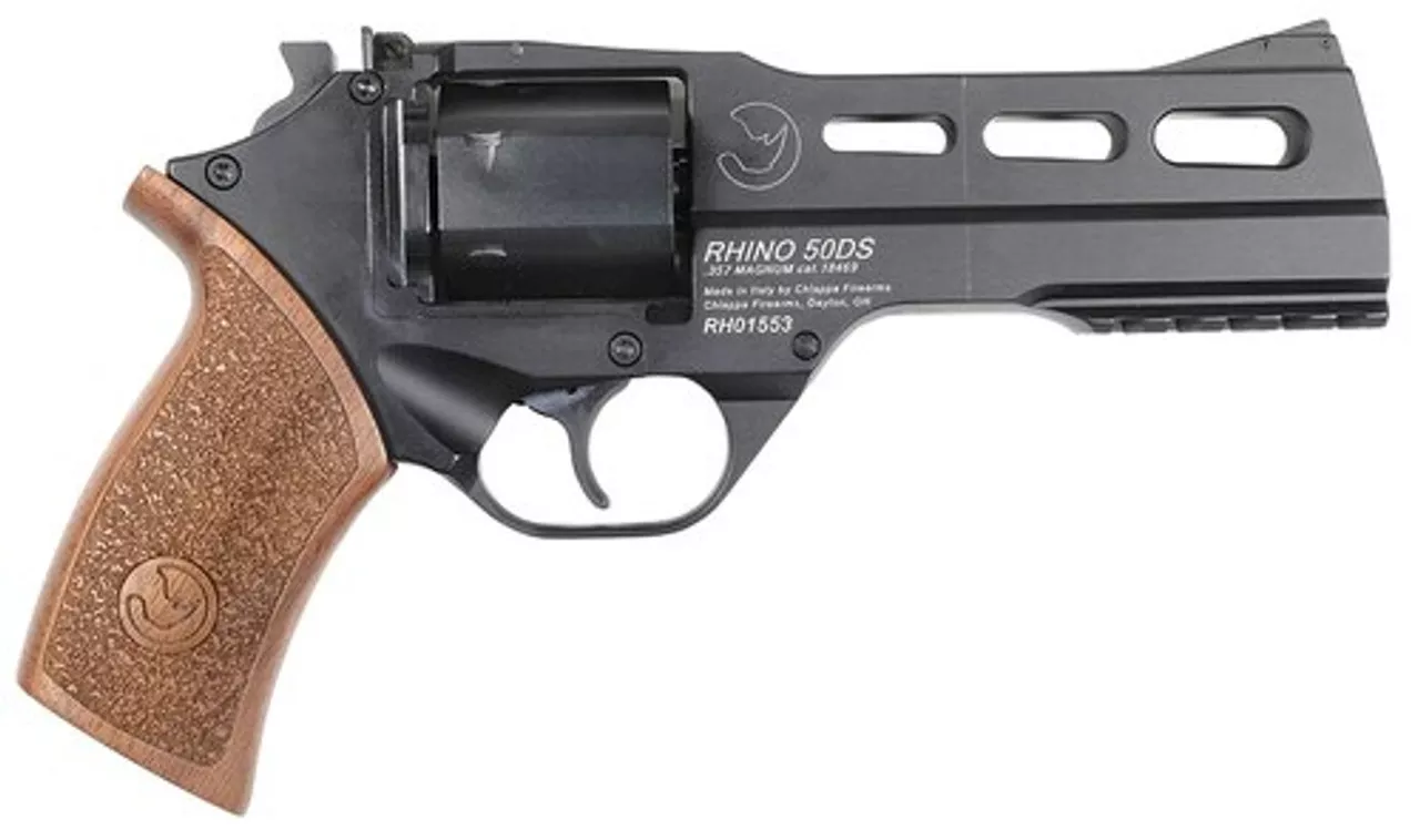 Chiappa Rhino 50DS 357 RemMag 5″ 6rd Wood Grip Black